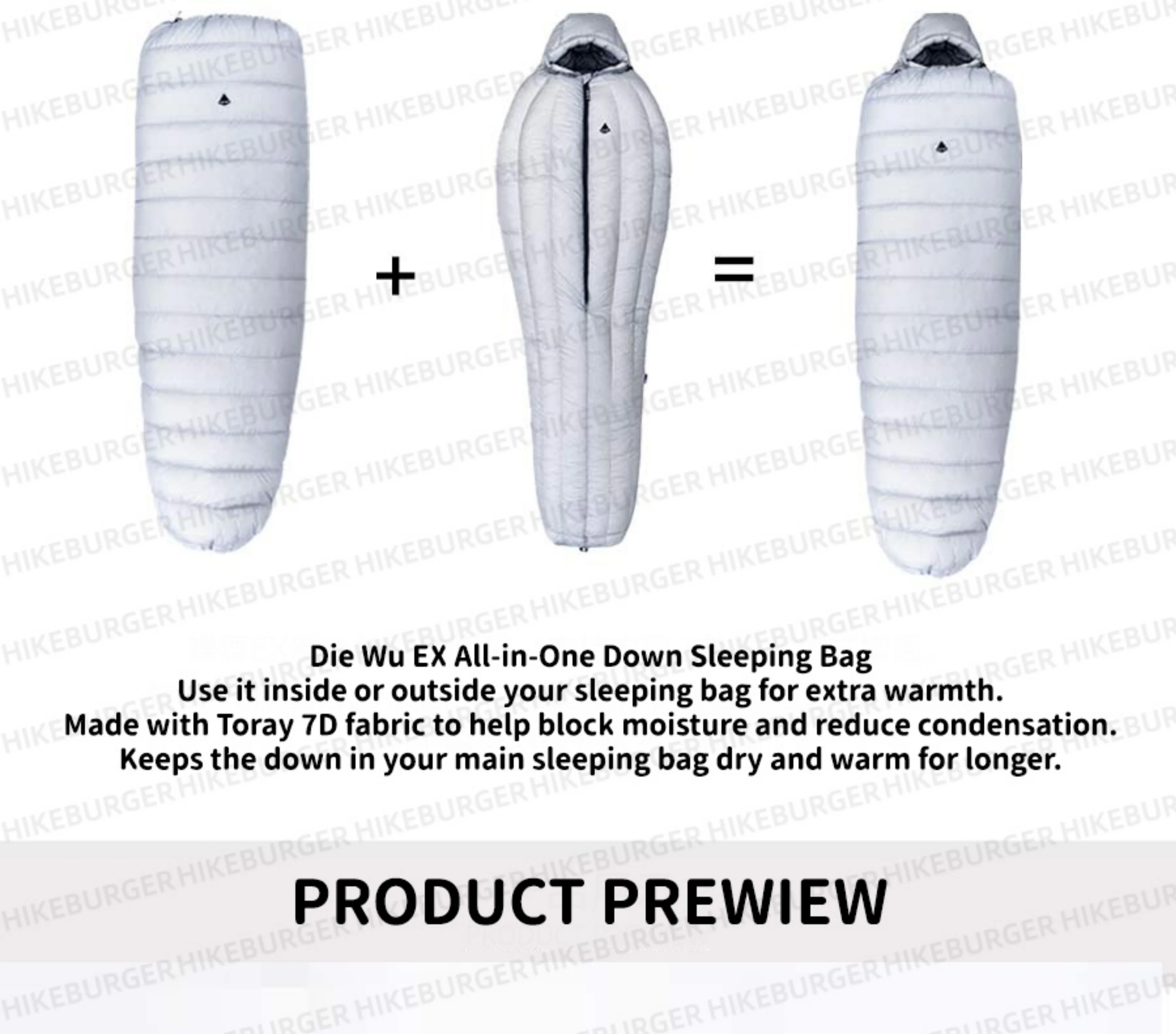 Ice Flame Quilt 800FP Goose Ultraleichte Schlafmatte im Envelope-Stil, Unterdecke für Hängematten, Rucksackreisen, Camping und Wandern – Detail 8