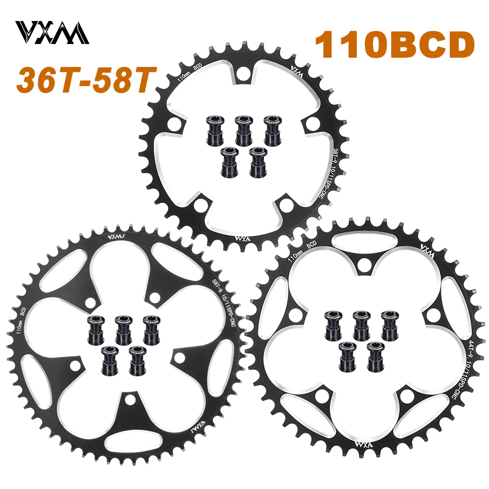VXM Road Bike Chainring 110BCD 36/38/40/42/44/46/48/50/52/54/56/58T Narrow Wide Stars Sprocket 5 Bolts 9/10/11S Speed Chainwheel
