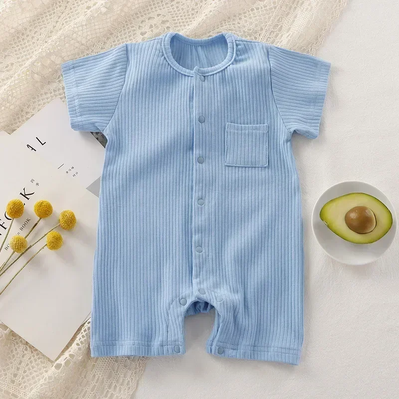 Unisex One-pieces 0 To 24 Months Clothes New born Short Sleeve Romper for Twins Boys Girls Cotton Summer Toddler Bodysuits