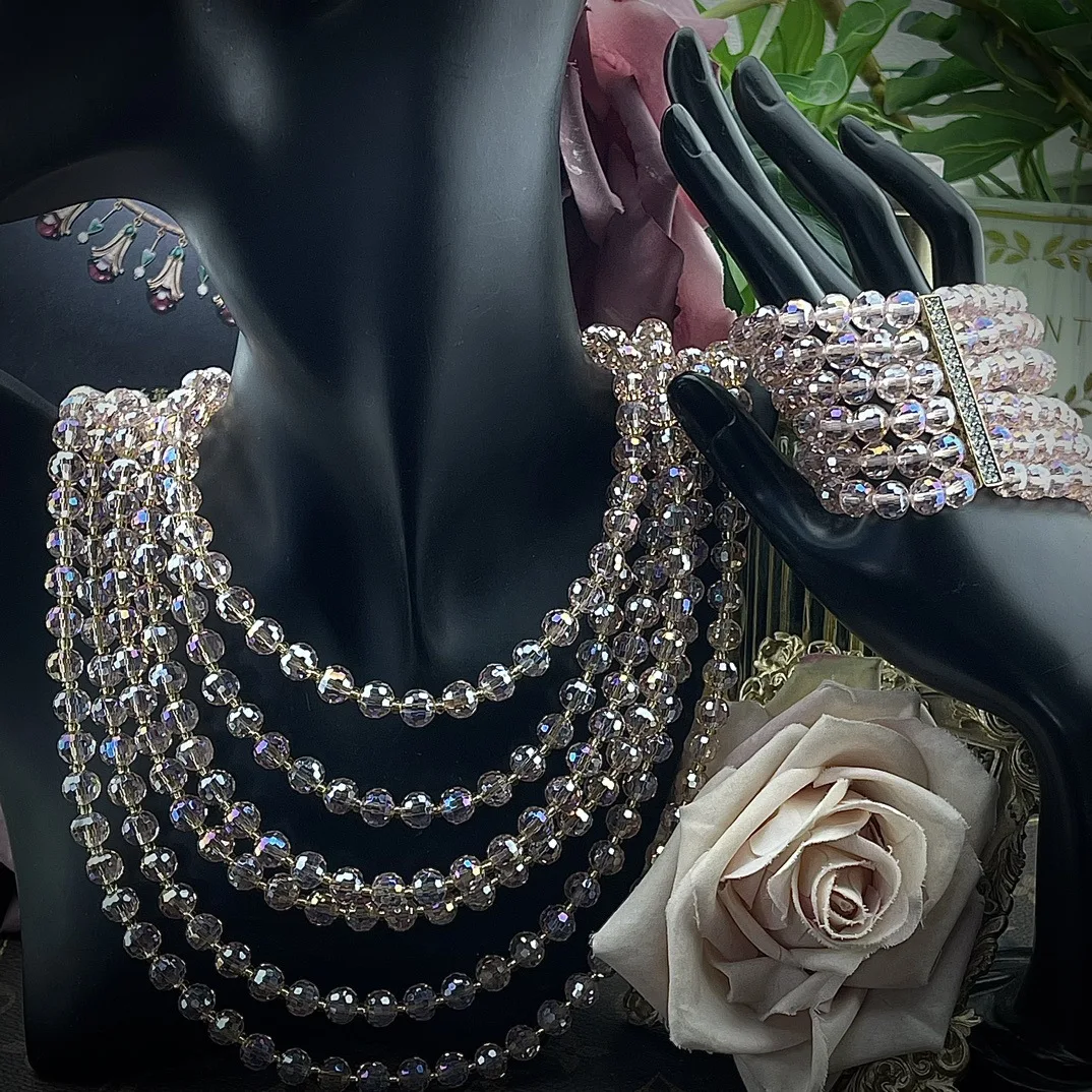 

Винтажный элегантный ослепительный браслет из бисера в форме звезды, шестислойное ожерелье для женщин, очаровательный многослойный браслет-колье, воротник, подарки