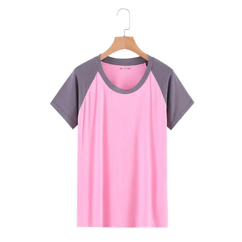 Lovers Summer Modal Short Sleeve T-shirt Men And Women Leisure Loose Casual Sleep Tops Couple Soft Comfortable Home Clothes