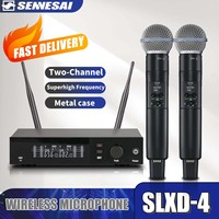 Top Quality！SLXD4 Professional Dual Wireless Microphne Stage Performance 2 Channels UHF Karaoke Metal Handheld