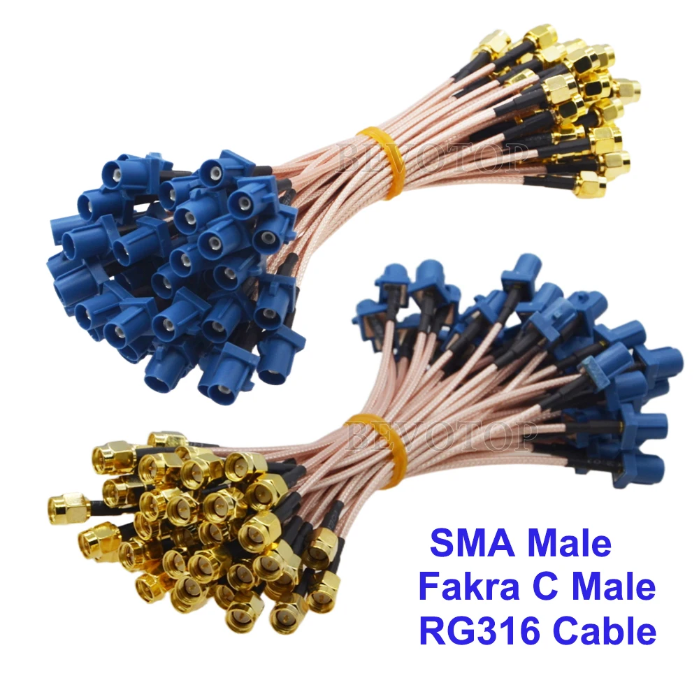 1Pcs Fakra C Male to SMA Male Connctor RG316 Car GPS Navigation Antenna Extension Cord RF Coax Pigtail Jumper Cable