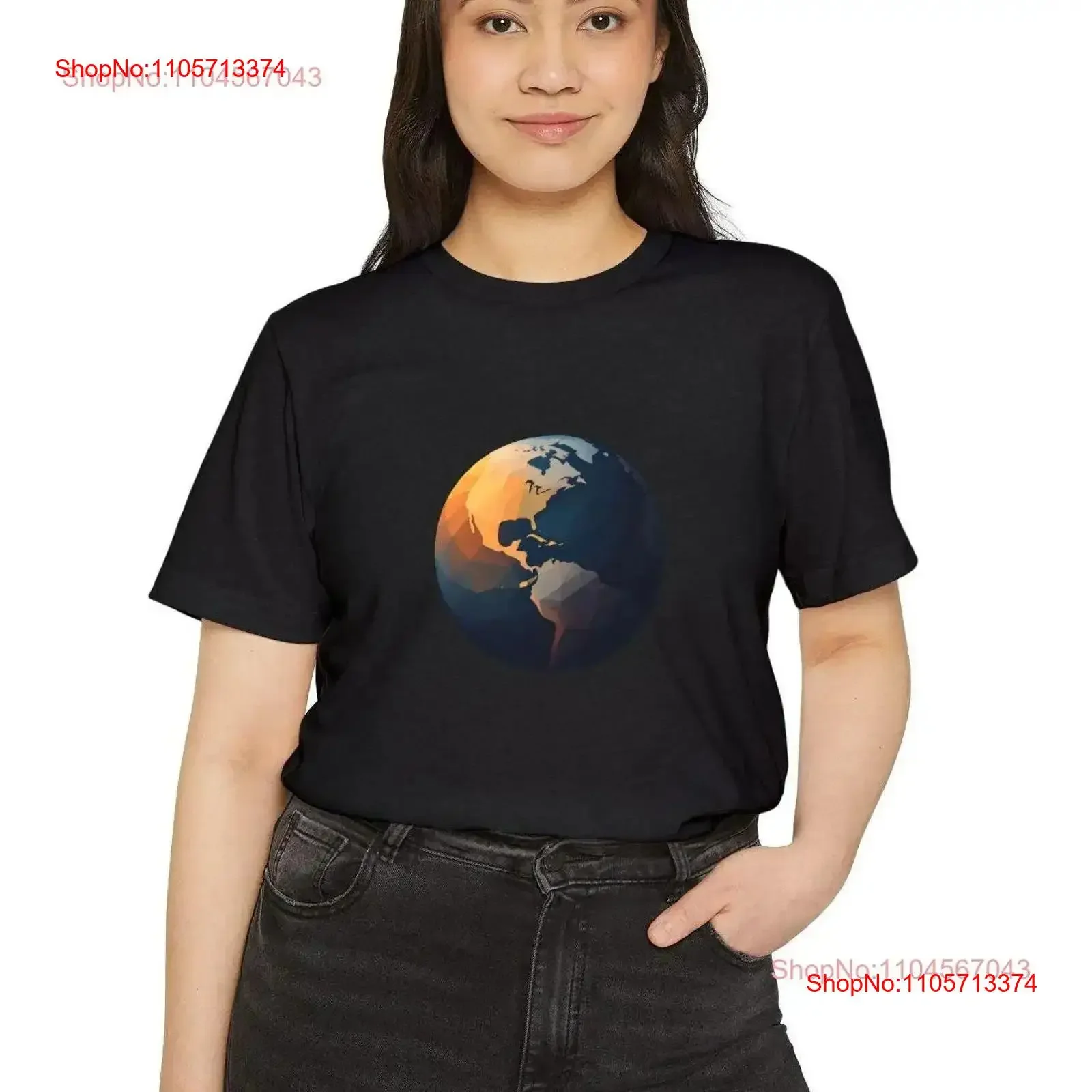 T-shirt géométrique Terre, recyclé, biologique, minimaliste, éco-responsable, vintage, pour la sensibilisation aux changements climatiques