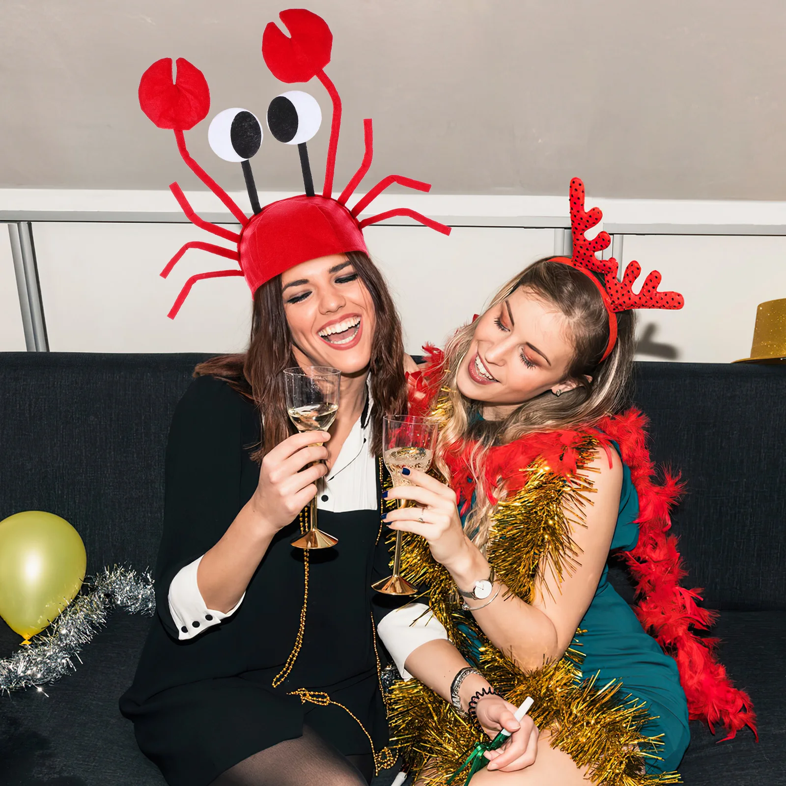 

Funny Halloween Crab Hat Party Decoration Adjustable Closure Back Halloween Hat Crab Hats for Mardi Gras Seafood Festival