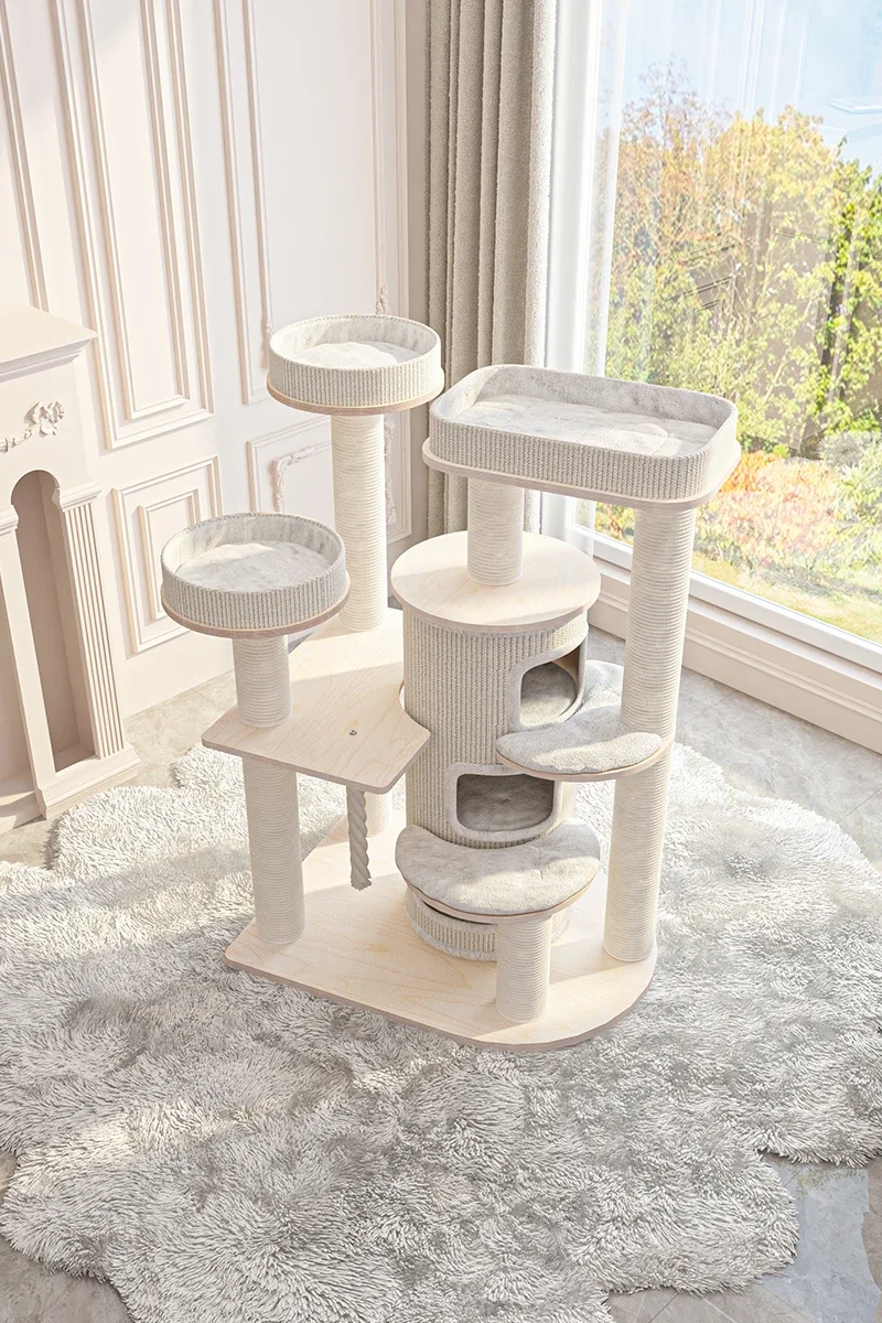 China Factory Wholesale Price New Designed Luxury Cat Tree Tower Sisal Scratcher Wood Luxury Cat Condo Cat Tree