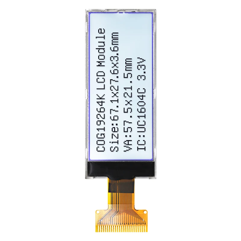 

19264K dot matrix LCD screen COG module IIC/SPI port parallel port welding 24 pin display white background black text 3.3V