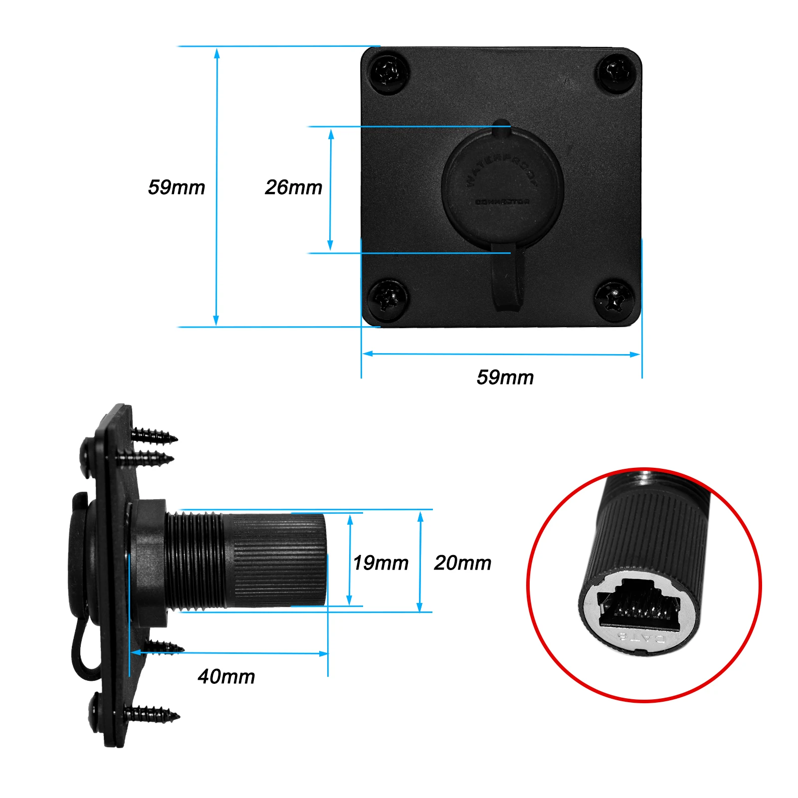 For Starlink Mini DC 5.5*2.1 Female Power Connector Waterproof Wall Socket Passthrough Port for RV Boat Battery Box Outlet