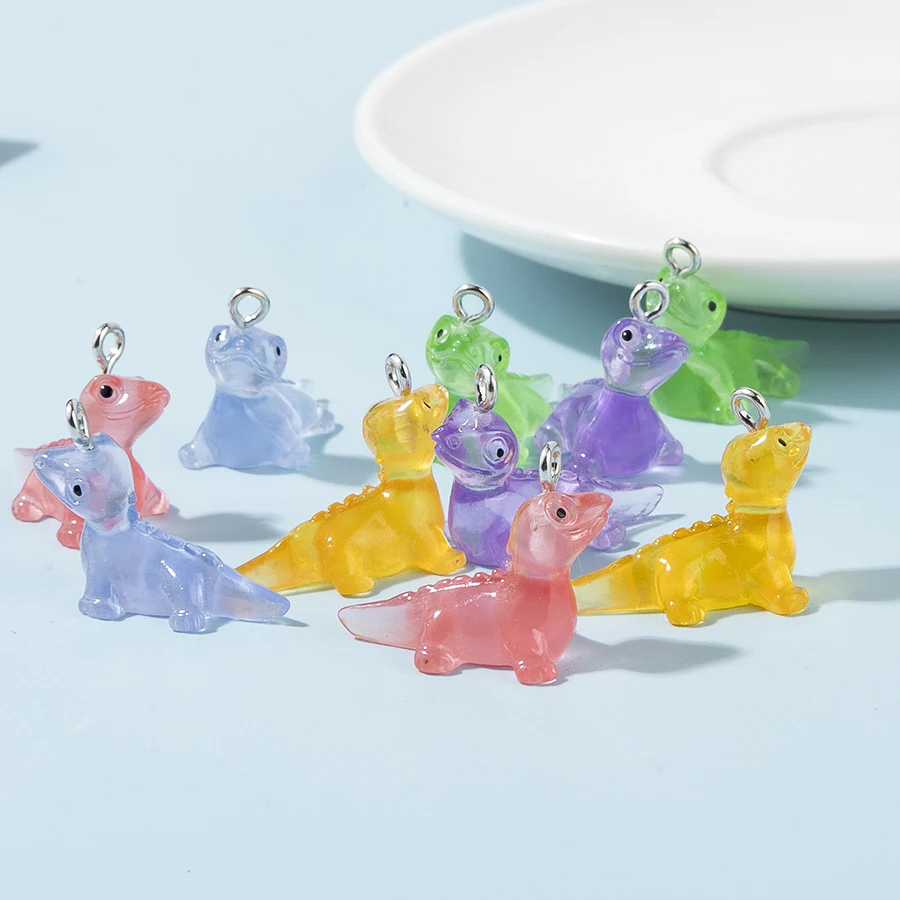 10 Stück bunte leuchtende Eidechse Harz Charms Anhänger Cartoon Tiere Charms für Frauen DIY Schmuck Zubehör