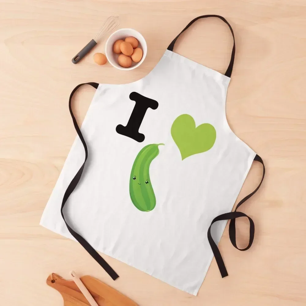 

Cute Kawaii I Heart Zucchini Apron Women Kitchen'S Waterproof women Things For The Kitchen Barista Apron