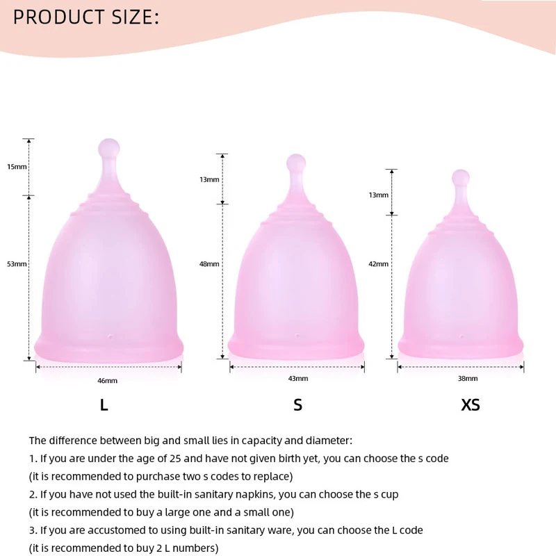 2Pcs Menstrul Cup Reusable Menstrual Hygiene for Women Menstural Cups Feminine Product Menstruation Bowl Collector Storage Case