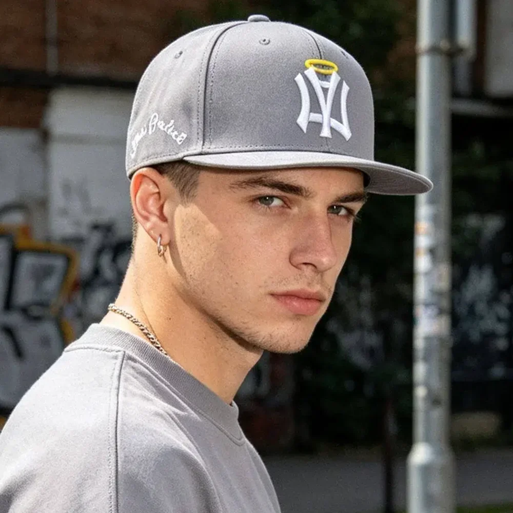 Heißer Verkauf: Unisex Flat-Bill-Snapback-Cap mit NA-Buchstaben und Flügel-Stickerei – Lässige Outdoor-Trend-Baseballkappe für Herren und Damen – Detail 26