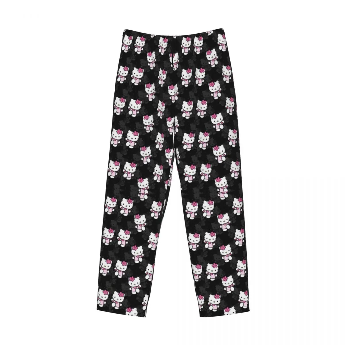 Pantalones de pijama personalizados de Hello Kitty para hombres, ropa de dormir, pantalones para dormir elásticos con bolsillos