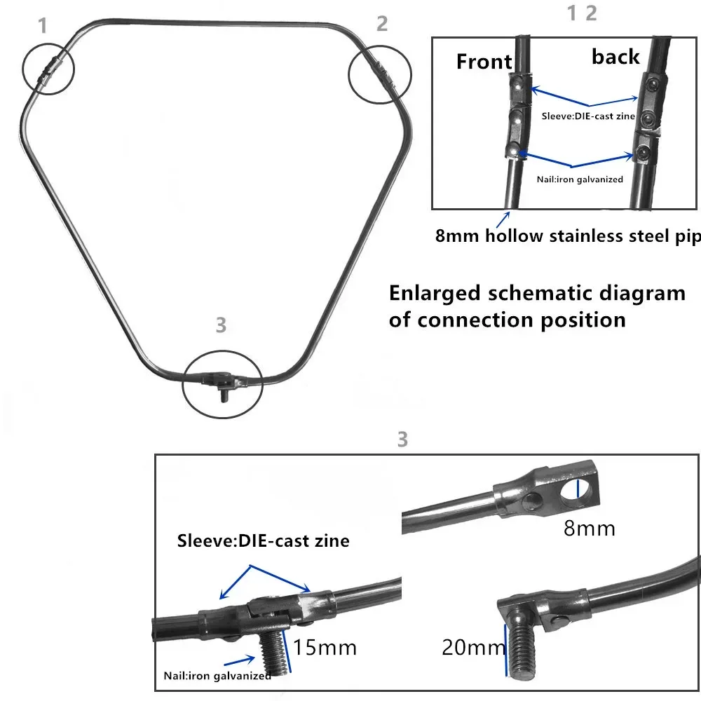 Rede de pouso triangular da dobra para a pesca de aço inoxidável colher rede de mão oca 40cm-60cm forte bens de pesca sólidos armadilha de peixes