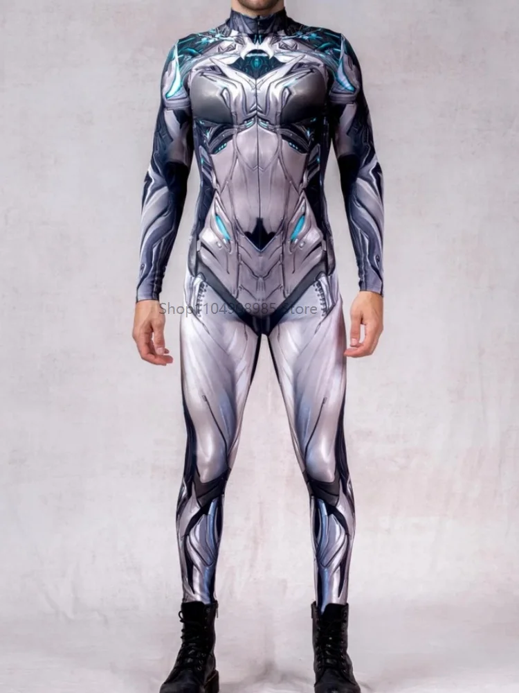

Silver Robot Male Bodysuit Unique Cyber Jumpsuit Halloween Party Cosplay Droid Costume Zentai Suit Robot Rompers 2025