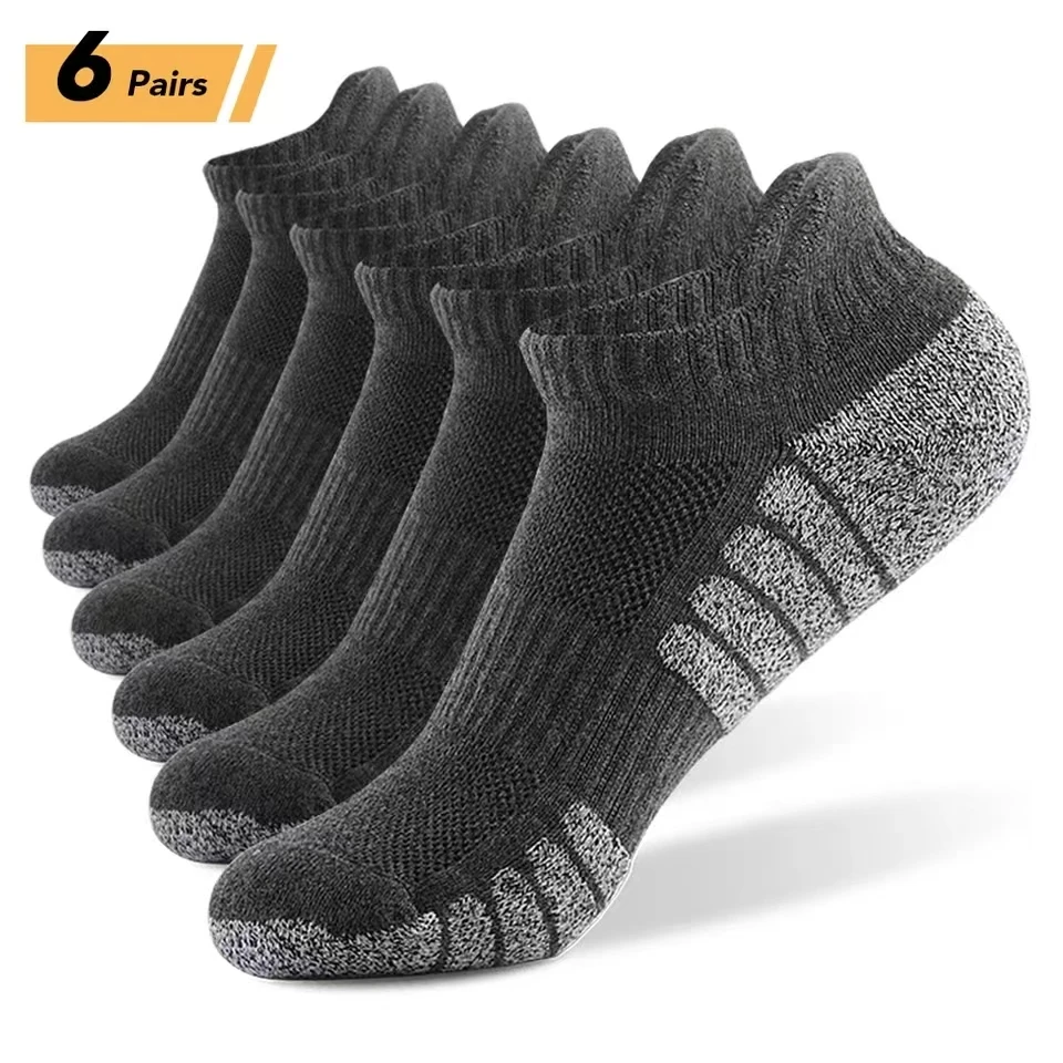 3/6 Pairs Sport Ankle Socks Athletic Low-cut Sock Thick Knit Sock Outdoor Fitness Breathable Quick Dry Wear-resistant Warm Socks image 3