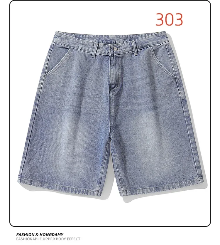 2025 Estate Nuovi Jeans larghi Pantaloncini da uomo Jeans larghi casual Retro Hip Hop Skateboarding Jeans da strada da uomo corti