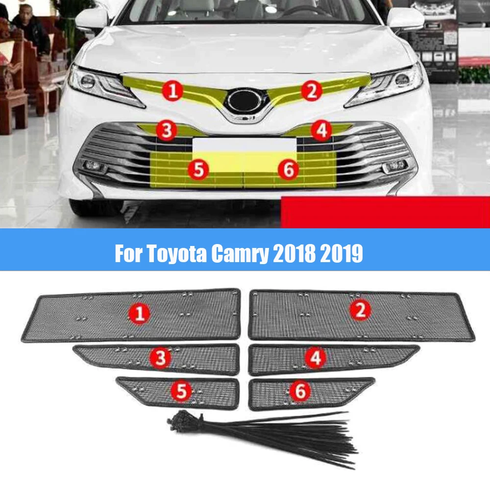 For Toyota Camry 2018 2019 Car Middle Insect Screening Mesh Front Grille Insert Net Anti-mosquito Dust Car Styling Accessories