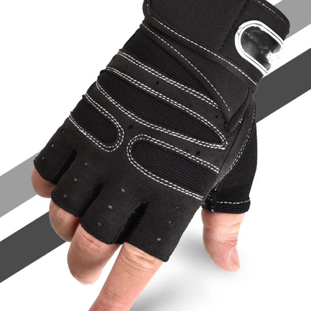 

1Pair Sport Half Finger Gloves Breathable Cloth Material Anti Slip Thickened Palm for Mountain Climbing Weightlifting Riding