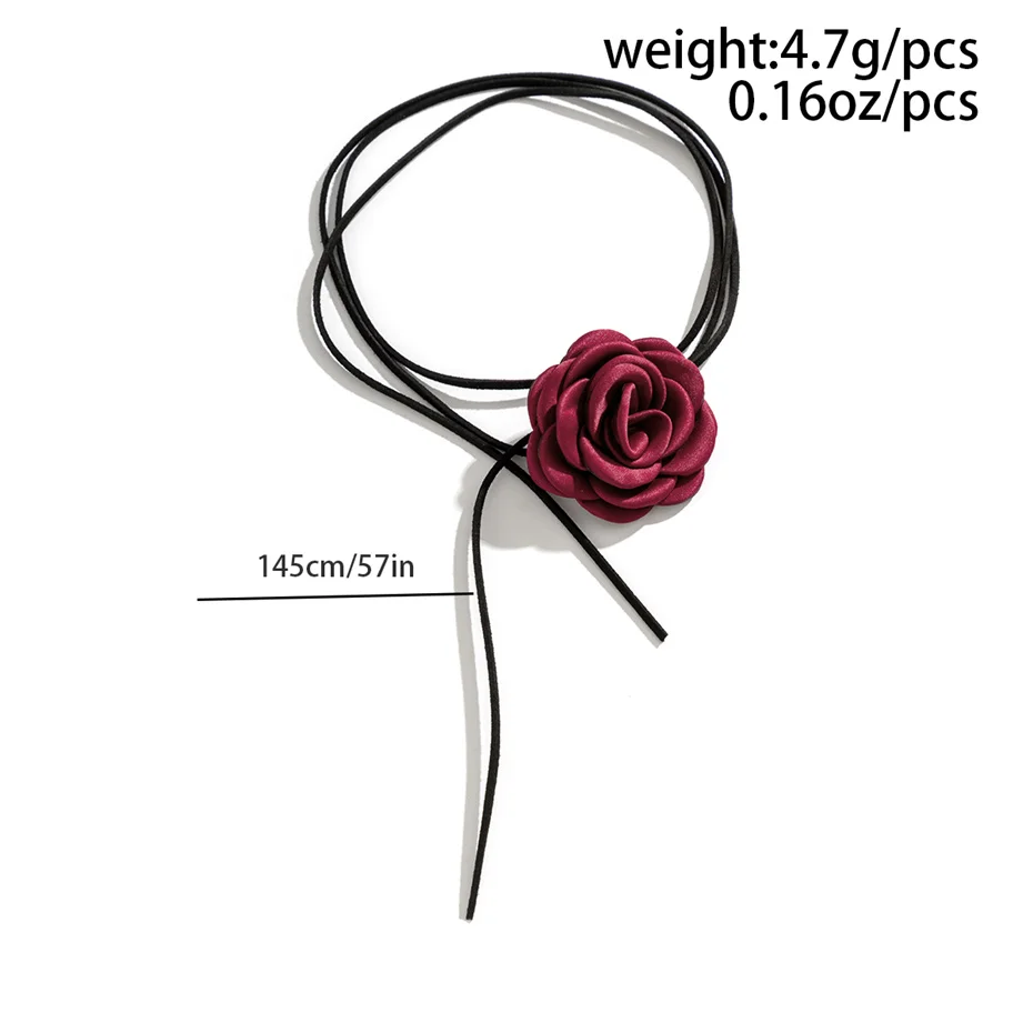 Romantische Gothic Große Rose Blume Schlüsselbein Kette Halskette für Frauen Damen Koreanische Mode Einstellbare Seil Halsband Y2K Zubehör – Detail 14