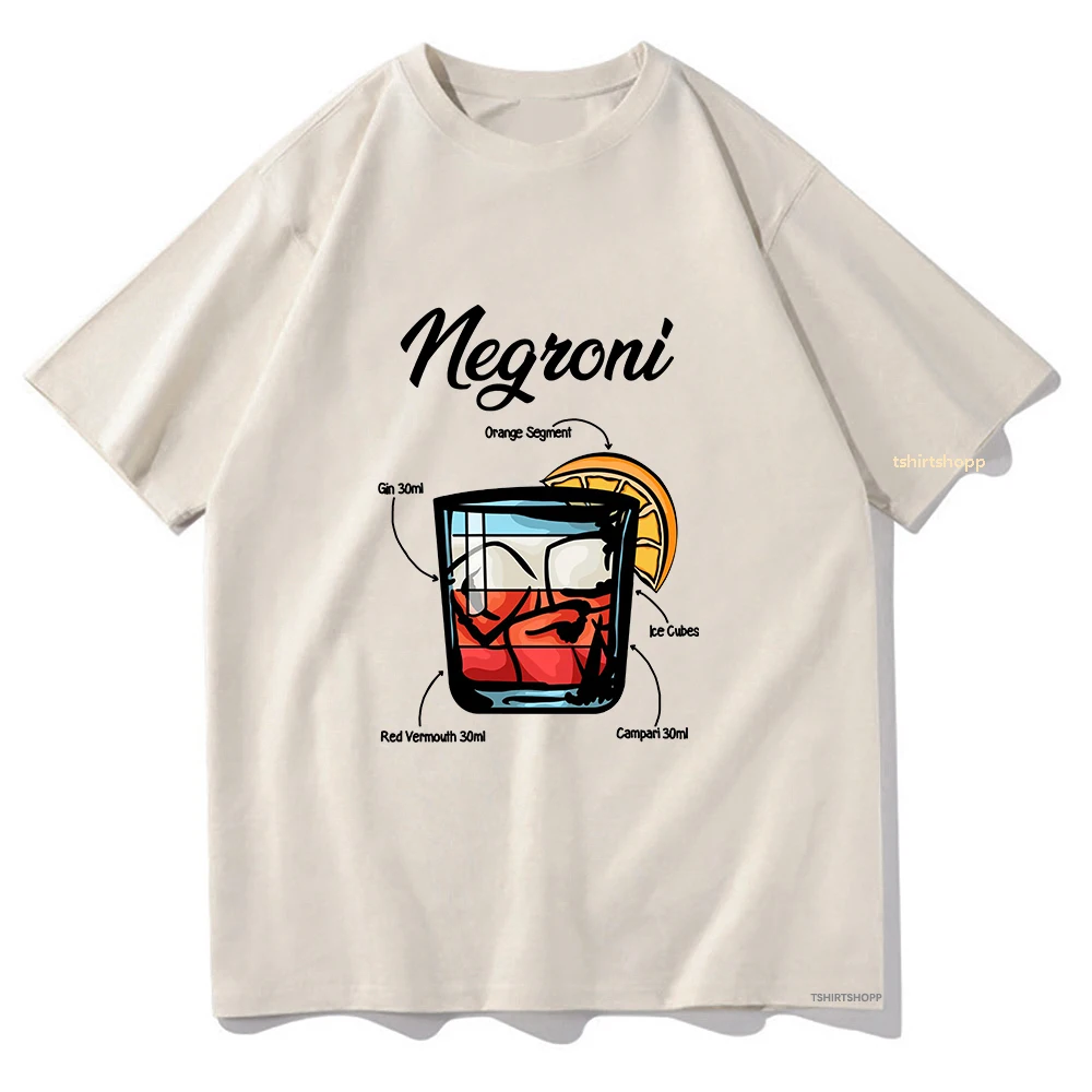 Negroni Cocktail Recipe T-Shirts Funny Men/Women Clothing Harajuku Aesthetic Tshirt Unisex Streetwear Cotton Graphic TShirts