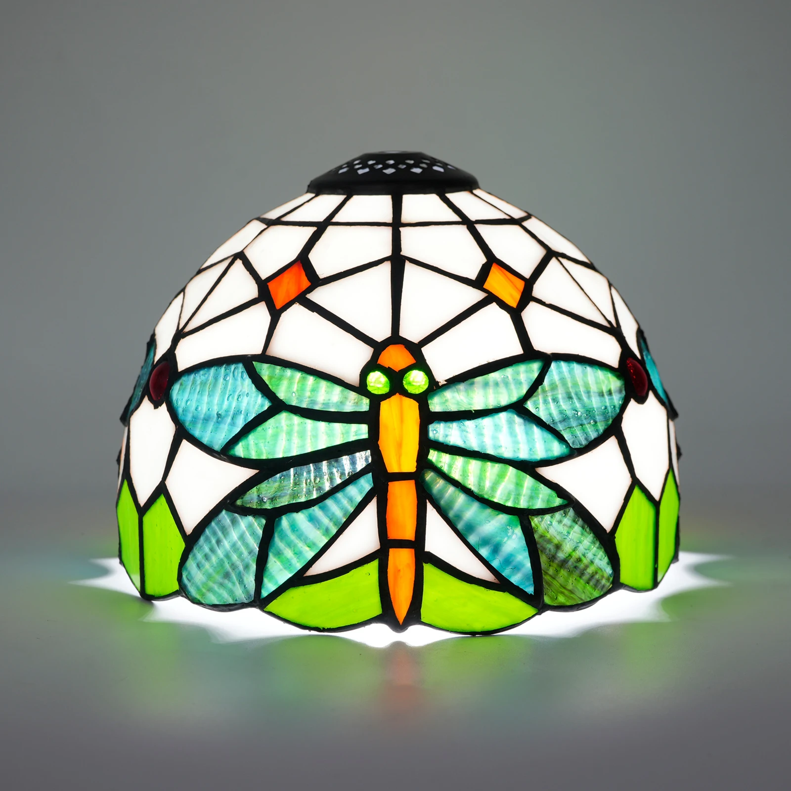 Green Dragonfly Lampshade Replacement Only Stained Glass Lamp Shade 8 Inch 0.4 at the Top Fitter Opening for Table Lamp