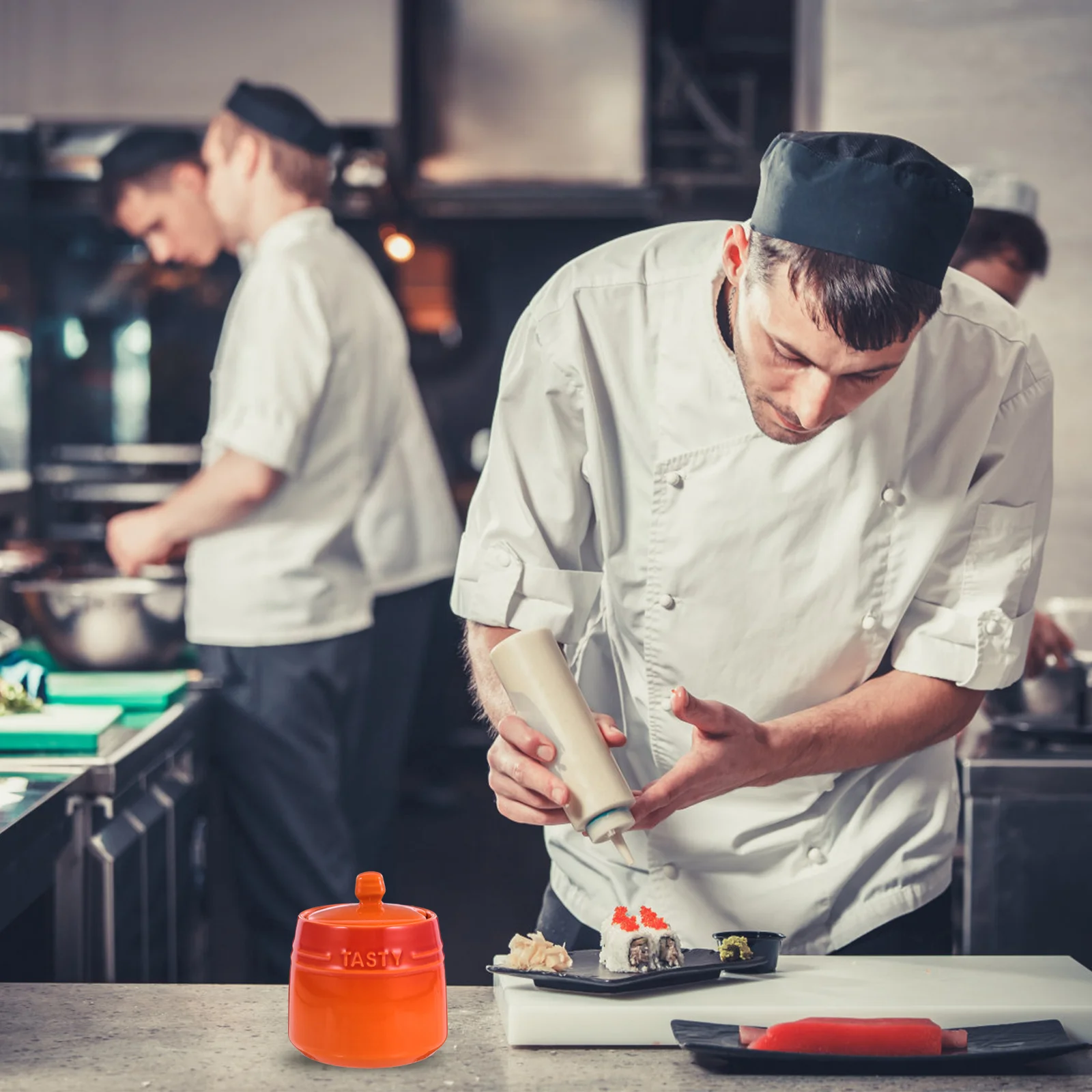 

Kitchen Seasoning Jar Cute Sugar Container Ceramic Rice Salt Pot Round Spice Jars Empty Containers Countertop Organizer