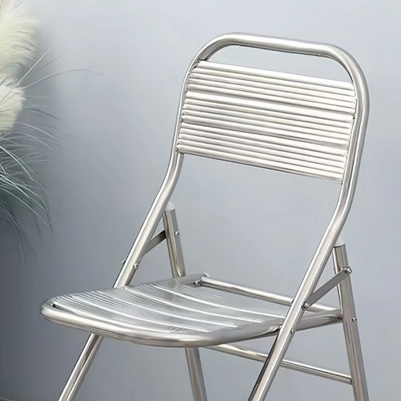 Modern Folding Stainless Steel Outdoor Dining Chairs Park Cafe Hotel and Restaurant