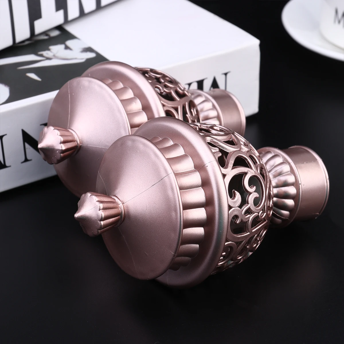 

6PCS CurtainRodEnds HollowFinials UniversalFittings Plastic EasyInstallation BedroomLivingRoom HomeDecor Storage