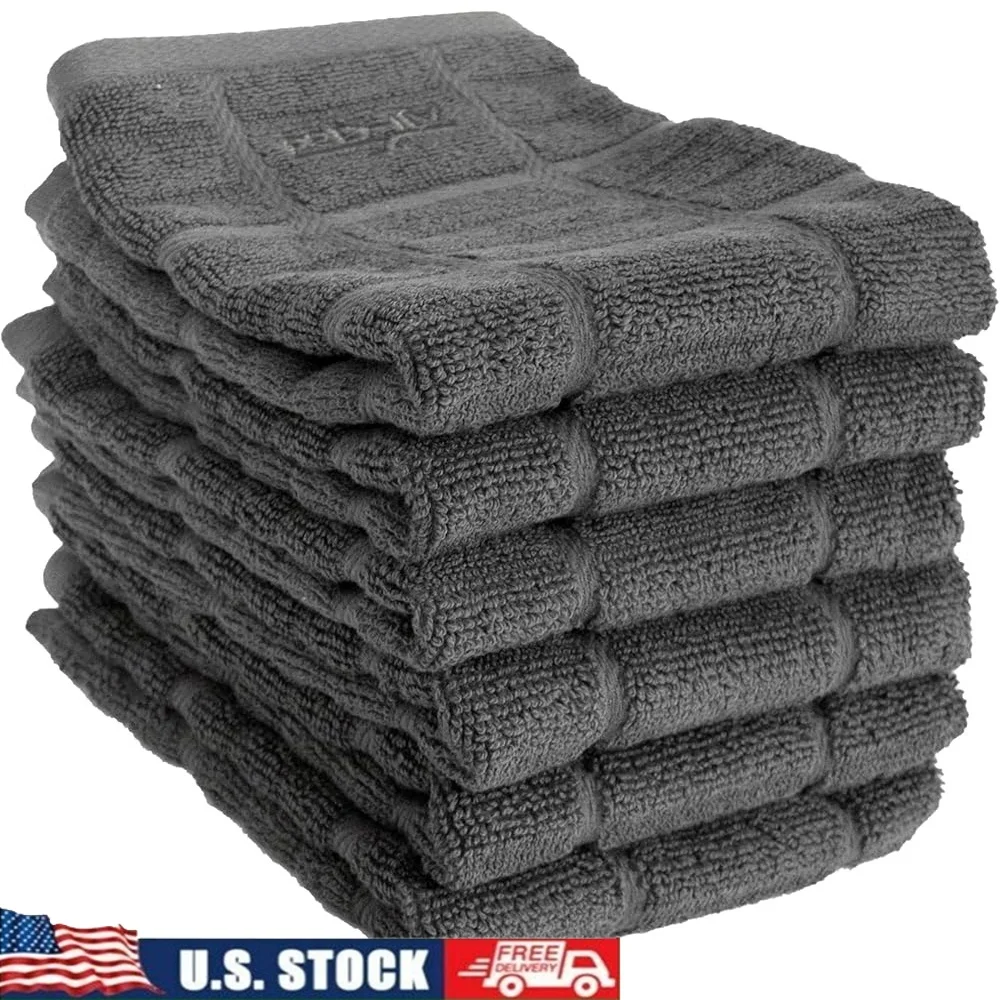 

Высокопоглощающий турецкий хлопковый набор салфеток для посуды, мягкие махровые кухонные полотенца с петлей, можно стирать в машине, стильный, прочный, 13x14 дюймов