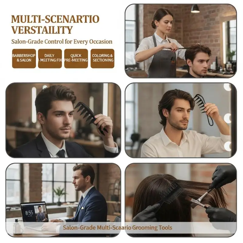 4PCS Styling Comb Set For Men Hair Styling - Wide Tooth Comb, Hair Pick, Texture Comb, Slicked-back & Undercut, Anti Static