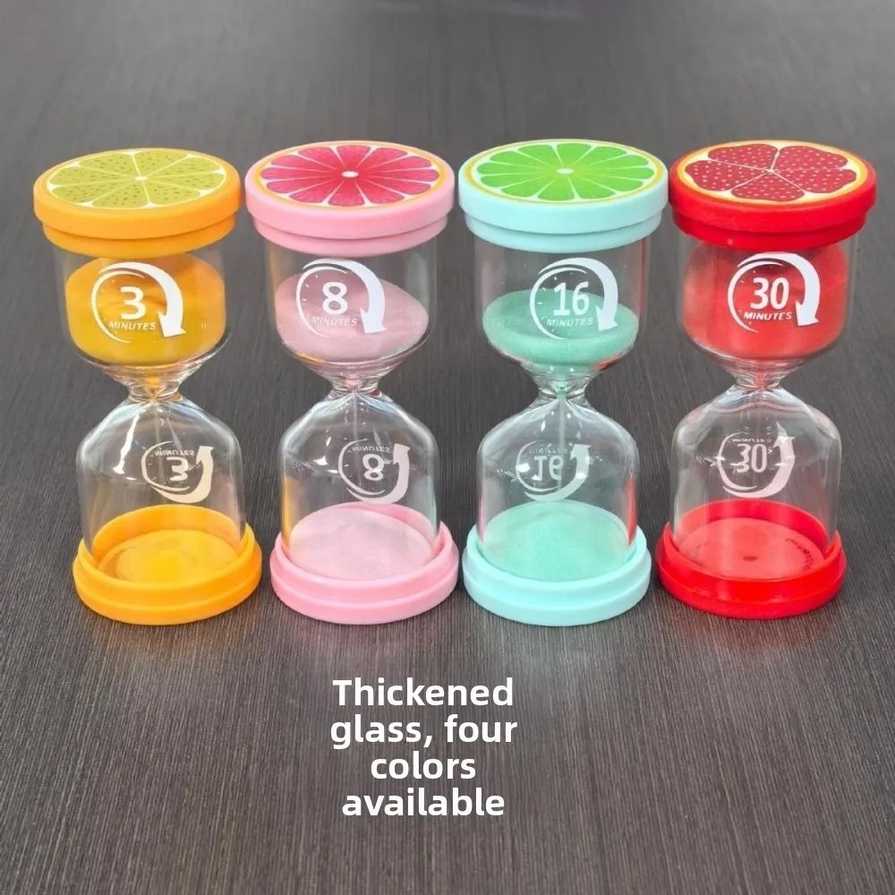 Game Timer Colorful 3/8/16/30 Minutes Hourglass Portable Marcaron Fruit Pattern Hourglass Glass Sand Timer School Use