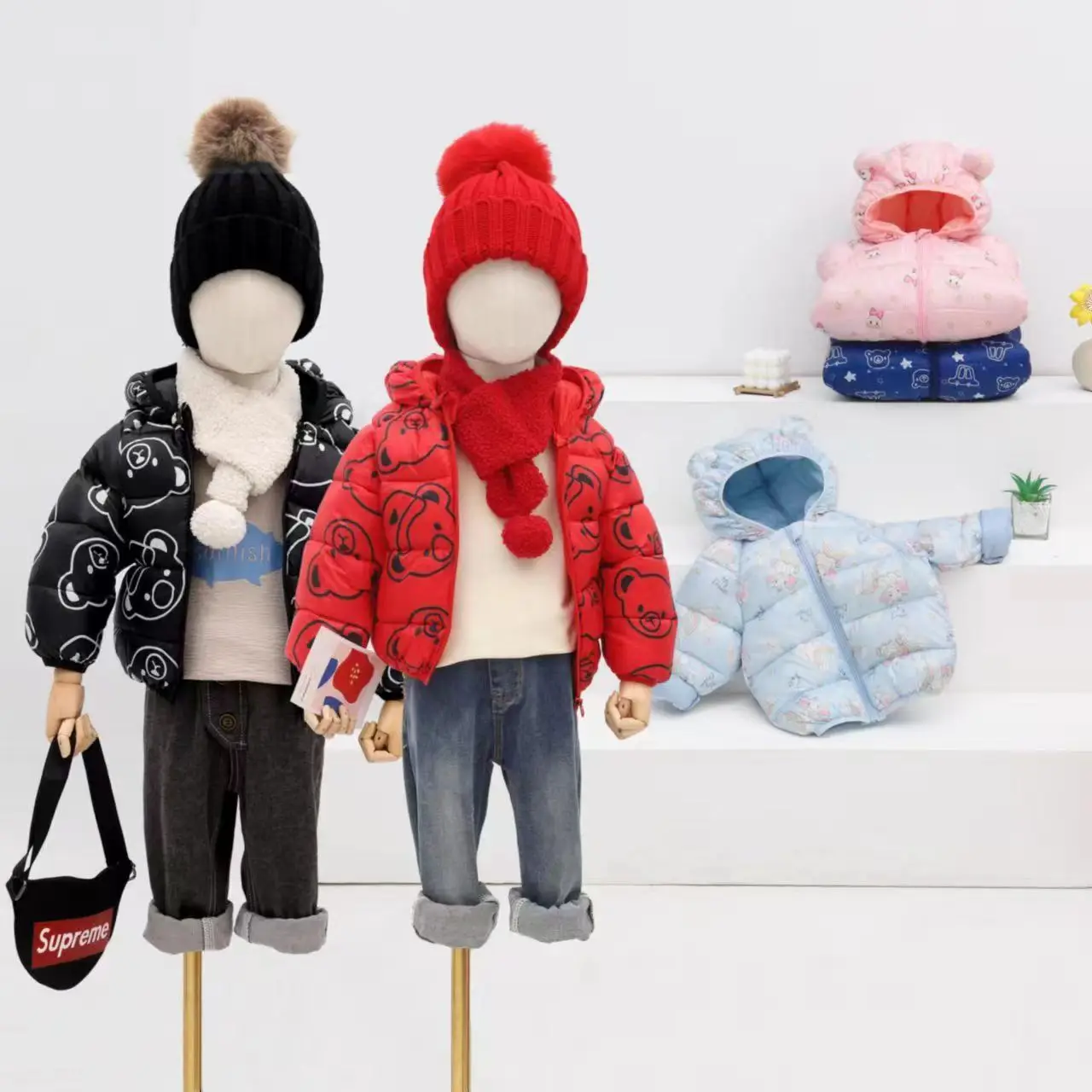 

Children's clothing 2024 new autumn and winter new cartoon children's down padded jacket in children's padded boy and girl coat