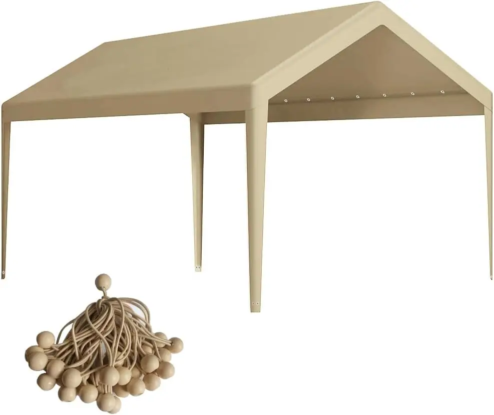 

Сменный навес для автомобиля 10x20 футов, водонепроницаемый брезент из полиэтилена 180 г с защитой от ультрафиолета и банджи, бежевая верхняя крышка