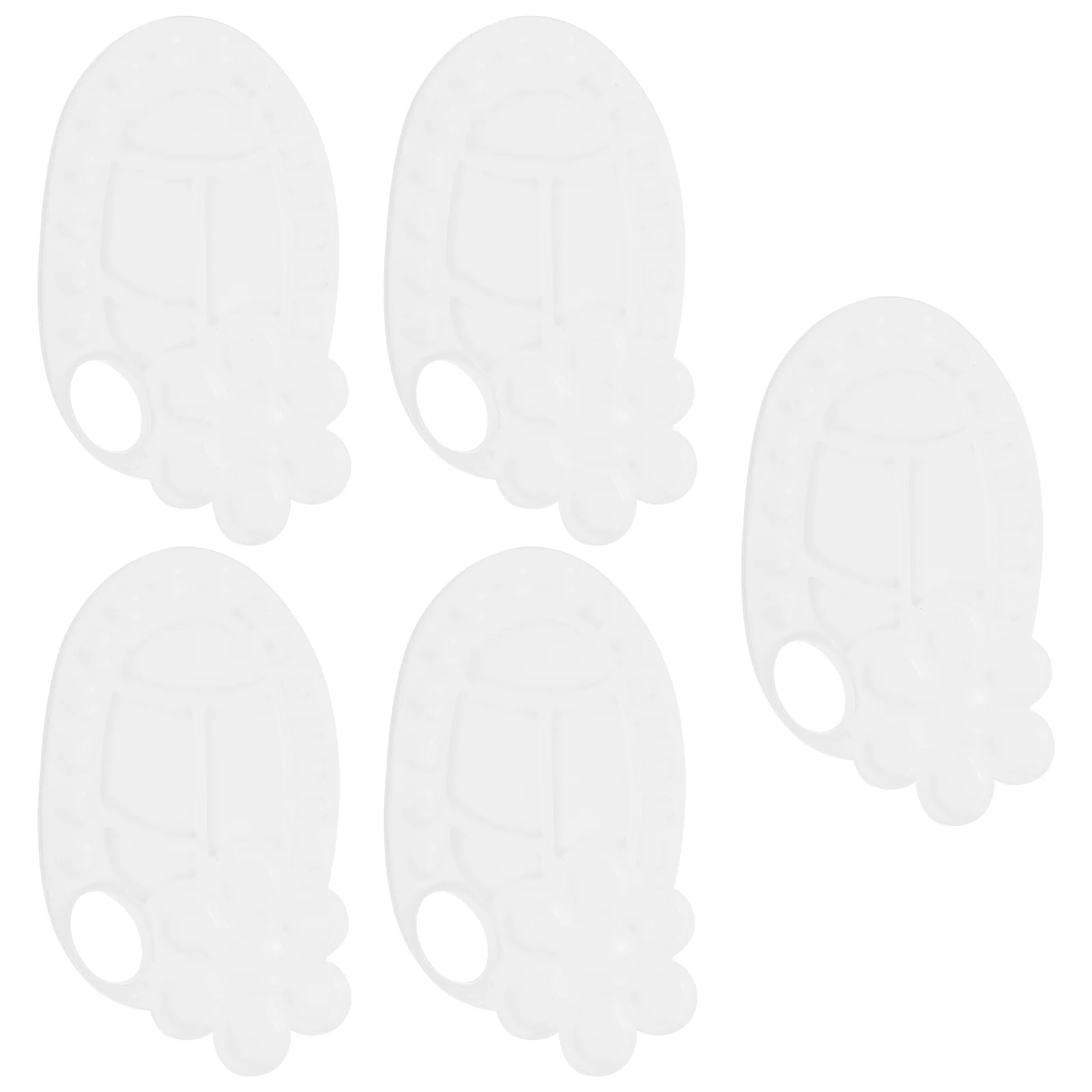 5Pcs Oval Plastic Painting Trays Small Lightweight Durable Color Mixing Boards Essential Painting Accessories Color Mixing Board