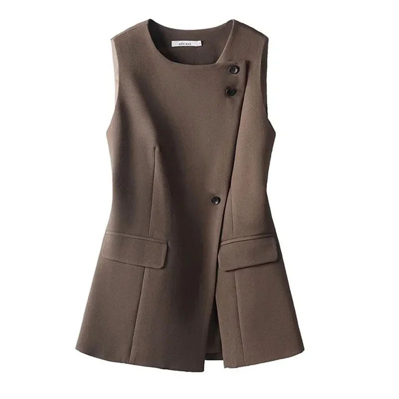 

Spring Autumn 2025 New Korean High-end Fashion Vest Women Office Casual Loose Sleeveless Blazers WaistCoat Outwear Ladies Tops