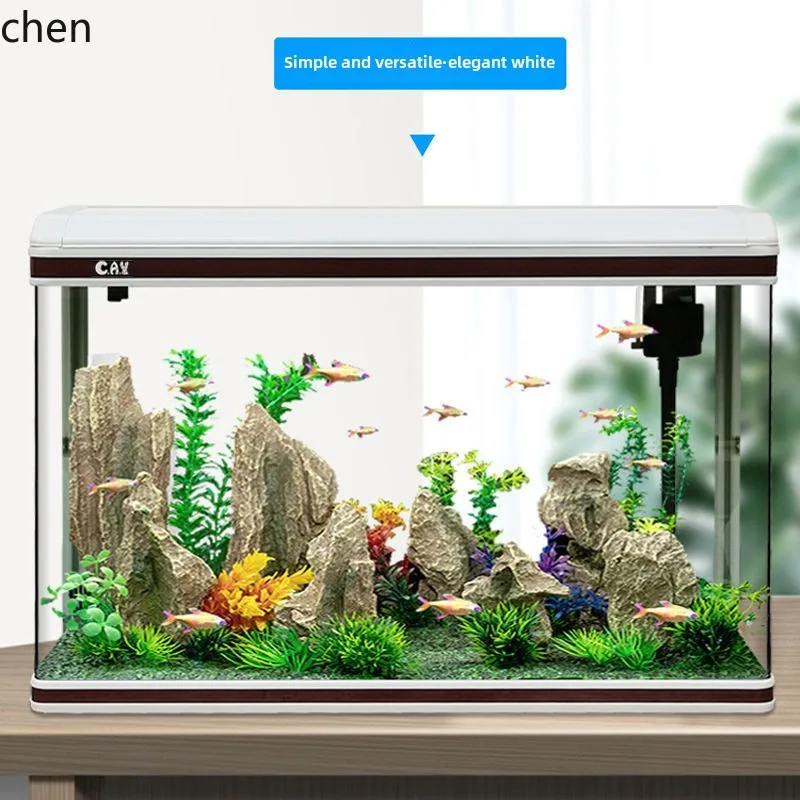 YG living room home desktop medium rectangular glass goldfish tank large lazy water-free fish tank