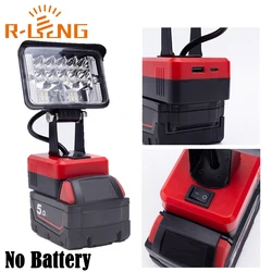 Wireless LED Work Light for Milwaukee 18V Lithium Battery Portable Outdoor Lamp Fishing Travel Light (Not include battery)