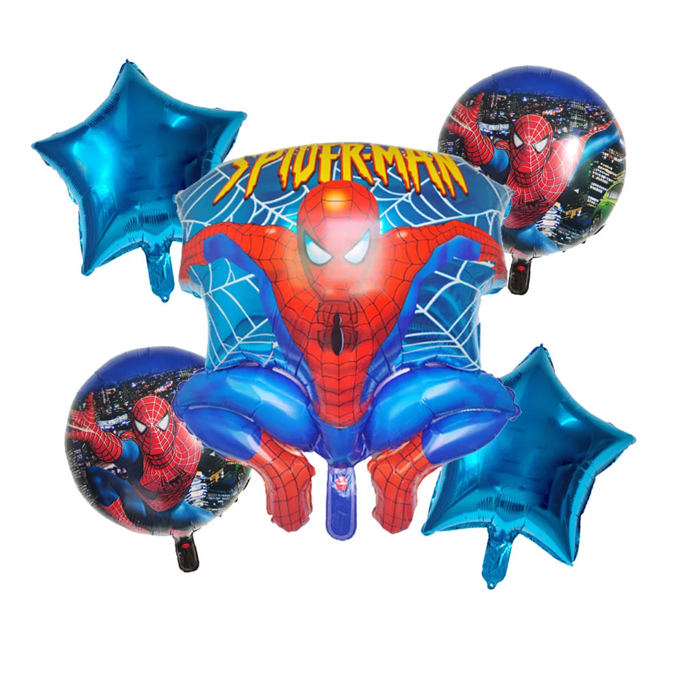 5pcs Spiderman Balloon Children’s Birthday Party Decorations Captain America SpiderMan Iron Man Hulk Aluminum Balloon