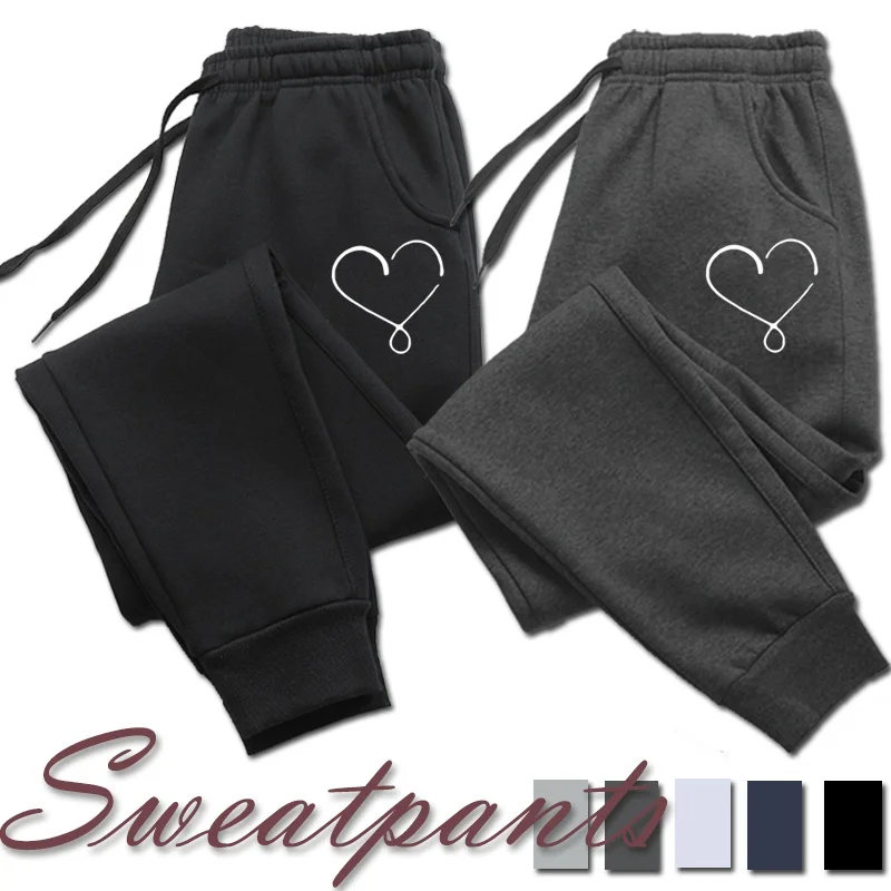 

New Heart Printed Womens Pants Loose Long Pants Outwear Joggers Trousers All Seasons Sweatpants Jogging Pants for Ladies