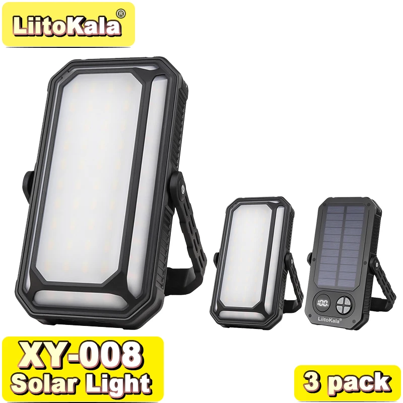 

3pack LiitoKala Ultra-Bright Solar Camping Light 152 LED COB 130Hrs Runtime Type-C Charging IPX4 Outdoor Emergency Lamp