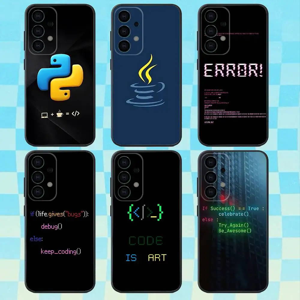 

Programming Java Language art Phone Case For Samsung Galaxy A73,31,32,72,41,53,52,71,22,5G,Note,J7,8,9 Soft Black Cover