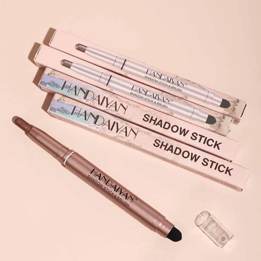 Double-head Eyeshadow Stick Diamond Shimmer Highlighter Pencil Pearl Pigment Long Lasting Cream Eye Shadow Matte Brush Pen