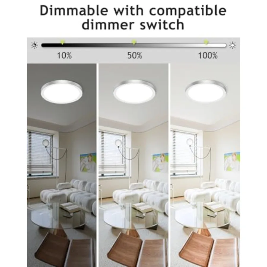 2PACK Flush Mount LED Ceiling Light Fixture, 12Inch 28W, Dimmable 3000K-4500K-6000K Ceiling Lamp 3200LM Low Profile Ceiling Lig