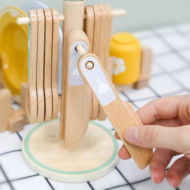 Giả Vờ Chơi Phụ Kiện Nhà Bếp Cho Bé 3+ Bao Gồm Đĩa Gỗ Đồ Dùng Đồ Chơi Giáo Dục Cho Bé Gái Bé Trai 15UB