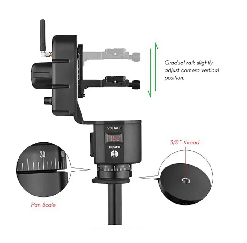 2025 YT-3000 50 m Drahtlose Fernbedienung Elektronische Schwenk Neige Motorisierte Panorama Stativ Kopf Für Kamera Video Aufnahme