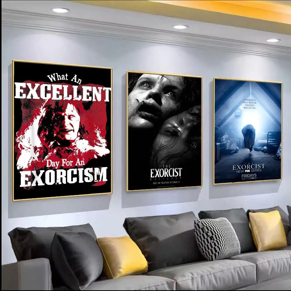 The E-Exorcist Classic Horror Movie Poster HD PVC Self Adhesive Wall Art - Waterproof Reusable For Home Office Cafe