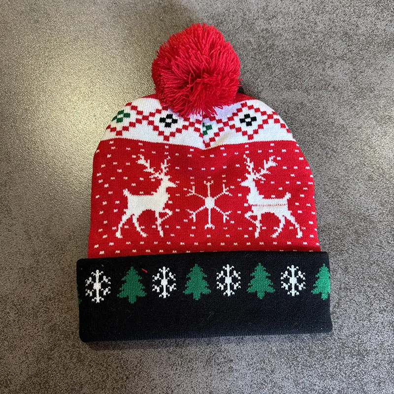 

Cute Light Up Christmas Hat Flashing Led Snowman Winter Warm Color Knitted Cap Christmas Gift For New Year Xmas Party Decoration