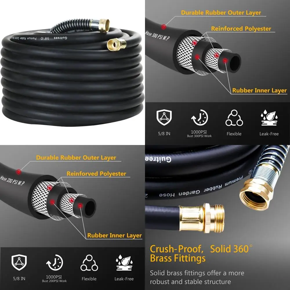 

Сверхмощный садовый шланг длиной 75 футов, 5/8 дюйма — максимальное давление 200 фунтов на квадратный дюйм, взрыв 1000 фунтов на квадратный дюйм, горячая/холодная вода, пятислойная оплетка для долговечности и
