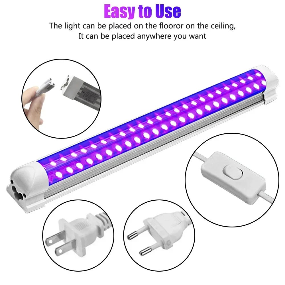 Ultradunne C2 10W UV Zwart Licht 48LED Ultraviolette Strip Lamp Halloween Club Party Disco DJ Bar Glow in the Dark Backlight